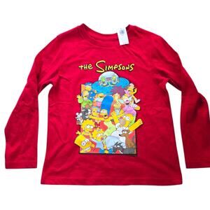 Simpsons Long Sleeve Red Graphic Shirt Kid SZ S 6-7 Old Navy Matt Groening NWT